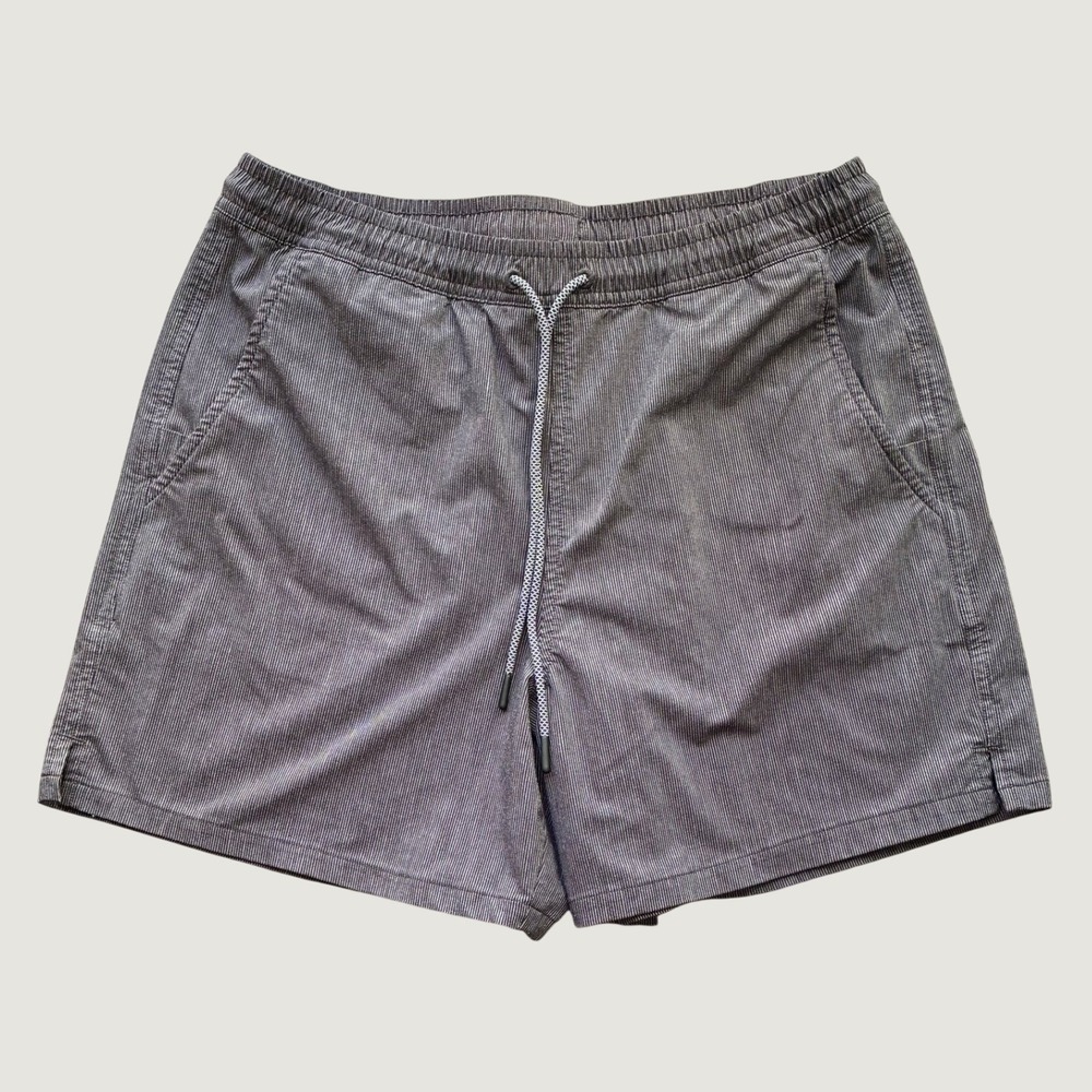 Athleta Marin 5" Board Shorts Gray Striped Drawstring Swim Shorts Womens Small